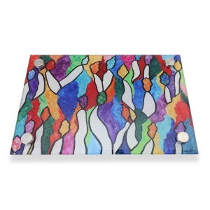 Jordana Klein "Flames of Color" Glass Tray for Shabbat Candlesticks