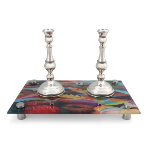 Jordana Klein "Seven Species" Glass Tray for Shabbat Candlesticks 