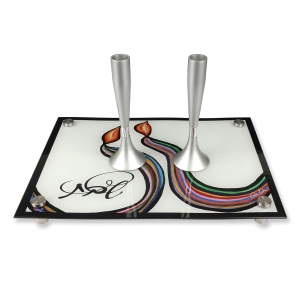 Jordana Klein Dancing Candles Glass Tray for Sabbath Candlesticks