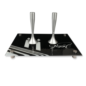 Jordana Klein Shabbat Glass Tray for Sabbath Candlesticks