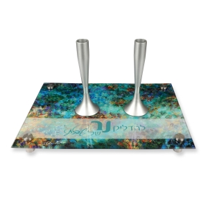 Jordana Klein Springtime in the Galil Glass Tray for Sabbath Candlesticks