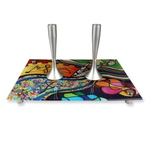 Jordana Klein Judaism of Joy Glass Tray For Shabbat Candlesticks