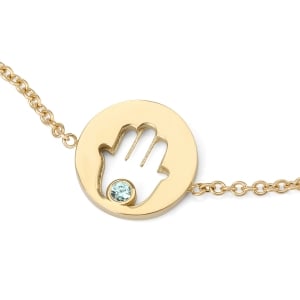 Luxury 14K Gold Topaz Hamsa Bracelet
