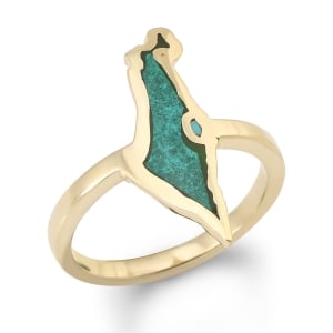 14K Gold and Eilat Stone Map of Israel Ring for Women