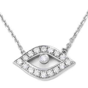Delicate 14K Gold and Diamond Evil Eye Necklace for Women