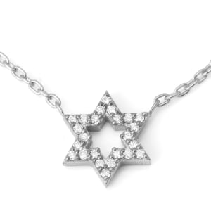 14K Gold Diamond-Studded Star of David Pendant Necklace