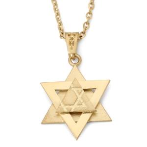 14K Gold Deconstructed Abstract Star of David Pendant - Color Option