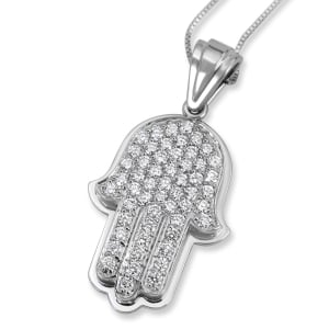 14K Gold Jerusalem Hamsa Diamond Pendant 