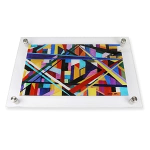 Jordana Klein Colorful Star of David Large Glass Challah Tray
