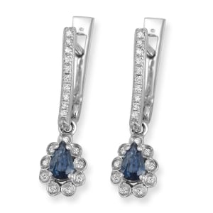 14K Gold Sapphire and Diamond Teardrop Earrings