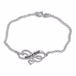 Silver Infinity Personalized Bracelet (English/Hebrew)