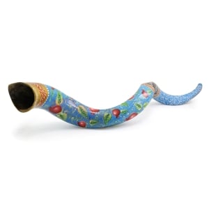 Pomegranates Jerusalem Hand Painted Kudu Shofar – Blue 