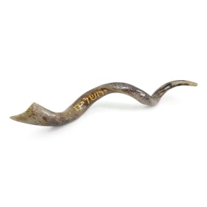 Golden Jerusalem Hand Painted Kudu Shofar 