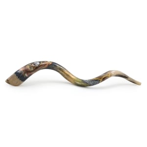 Lion of Judah Hand Painted Kudu Shofar – Black and Gold