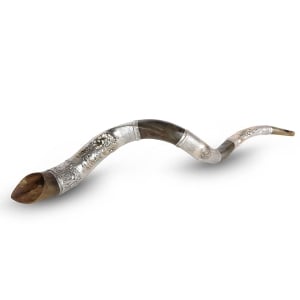 Silver-Plated Yemenite Kudu Shofar – Lion of Judah (Choice of Sizes) 