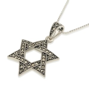Star of David Necklace Pendant with Marcasite Stones 