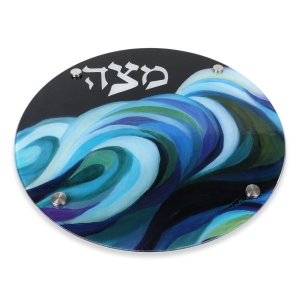 Jordana Klein Glass Matzah Plate – Splitting of the Sea (Exodus 14:21)