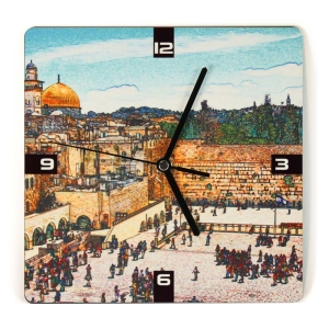 Ofek Wertman Kotel and Temple Mount Square Wooden Clock