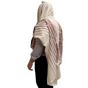 Handwoven Burgundy Pattern Tallit (Prayer Shawl) Set from Rikmat Elimelech - Non-Slip