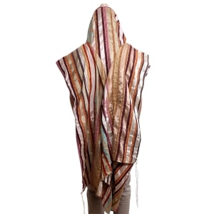 Handwoven Earthy Tone Pattern Tallit (Prayer Shawl) from Rikmat Elimelech - Non-Slip