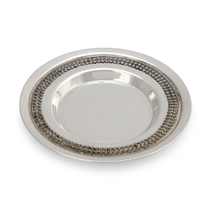 Handcrafted Sterling Silver Kiddush Cup Saucer With Refined Filigree Design By Traditional Yemenite Art