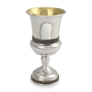 Handcrafted Stemmed Sterling Silver Kiddush Cup With Refined Filigree Design By Traditional Yemenite Art