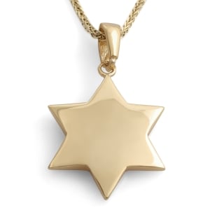 14K Gold Star of David Pendant Necklace With Studded Design - Yellow or White Gold