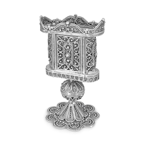 Traditional Yemenite Art Handcrafted Sterling Silver Havdalah Candle Holder With Filigree Design