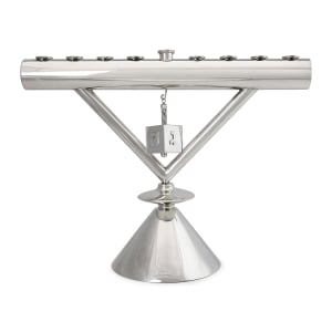 Bier Judaica Modern Sterling Silver Hanukkah Menorah With Dreidel