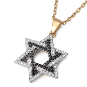 Anbinder Jewelry Two-Toned 14K Gold Star of David Pendant With White and Black Diamonds