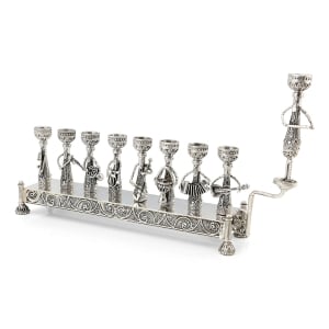 Ornate Klezmer Hand-Crafted Sterling Silver Filigree Hanukkah Menorah
