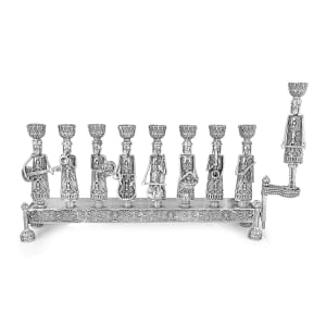 Klezmers Hand-Crafted Filigree 925 Sterling Silver Hanukkah Menorah
