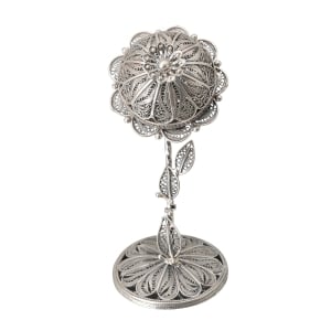 Flower-Shaped Besamim Spice Box, Sterling Silver