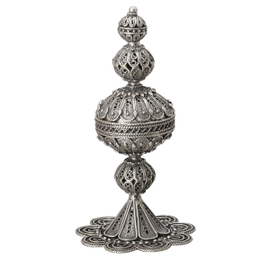Eastern Sterling Silver Havdalah Besamim Box With Filigree Design
