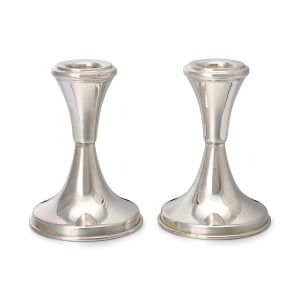 Sleek Handcrafted Sterling Silver Yemenite Shabbat Candlesticks