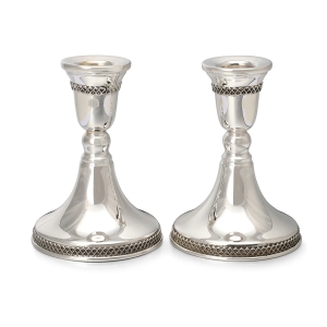 Traditional Yemenite Art Curvy Handcrafted Sterling Silver Shabbat Candlesticks