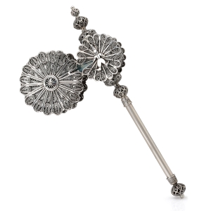 Traditional Yemenite Art Large Handcrafted Sterling Silver Purim Grogger