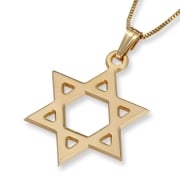 14K Gold Classic Star of David Pendant Necklace (Choice of Color)