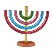 Yair Emanuel Classic Anodized Aluminum Hanukkah Menorah - Rainbow
