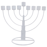 White Round Hanukkah Menorah 