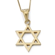 14K Gold Classic Thick Cut Star of David Pendant Necklace (Choice of Colors)