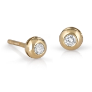 Chic 14K Gold Bezel Diamond Stud Earrings (Choice of Color)