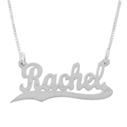  14K White Gold Double Thickness Name Necklace in English - Script with Underline Scroll