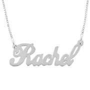  14K White Gold Double Thickness Name Necklace in English - Script