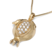 Rafael Jewelry Handmade 14K Yellow Gold Pomegranate Pendant Necklace With White Diamonds
