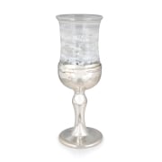 Handmade White Glass and Sterling Silver-Plated Kiddush Cup