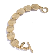 24K Gold Plated Textured Circles Bracelet