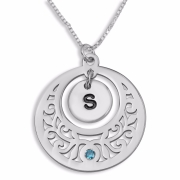 Double Thickness Silver Initial Disc Necklace (English/Hebrew) 