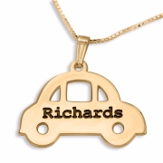 Double Thickness Gold-Plated Car Name Necklace (English/Hebrew) 