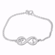 Double Thickness Silver Infinity Initials Bracelet (English/Hebrew)